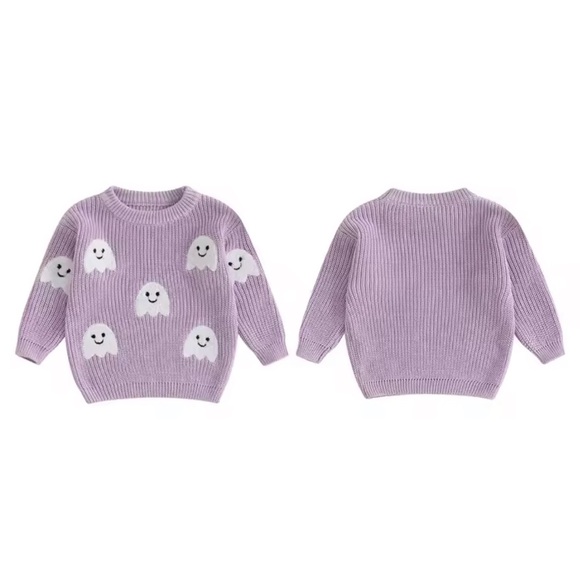 Dreamline Baby Purple Sweater with Ghost Design Halloween Fall - Picture 4 of 4